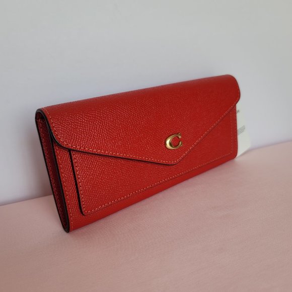 COACH Wyn Crossgrain Leather Wallet –Sport Red 🎈$121.⭐ - Picture 3 of 16